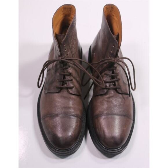 Magnanni Brown Pebble Gray Captoe Ankle Boots - Picture 3 of 7